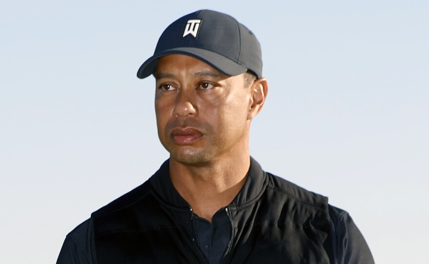 Tiger Woods, pictured at the Genesis Invitational golf tournament in Pacific Palisades, Calif., just two days before the accident on Feb. 23. The golfer was injured in a vehicle rollover in Los Angeles County and had to be extricated from the vehicle.