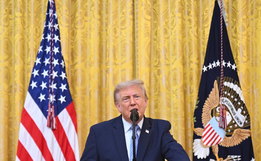 President Trump speaks in the East Room of the White House on July 16. Trump used the speech to press for passage of the SAVE America Act.