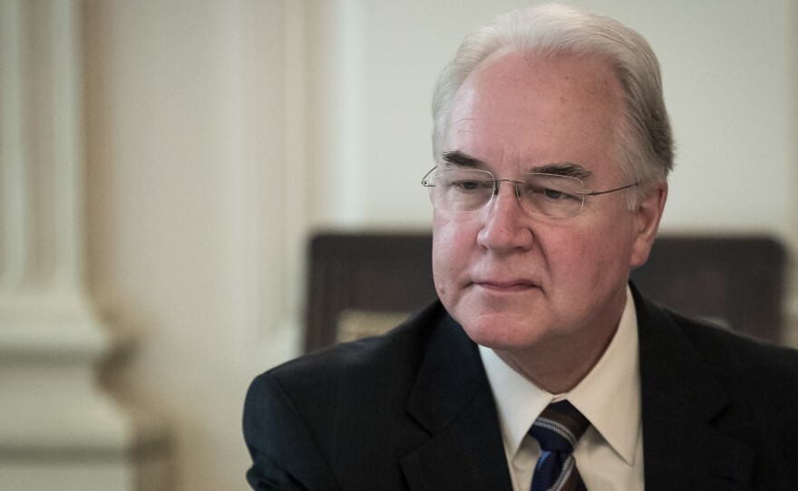 Secretary of Health and Human Services Tom Price, shown here at a discussion about opioids on Thursday, drew fire for his use of private jets.