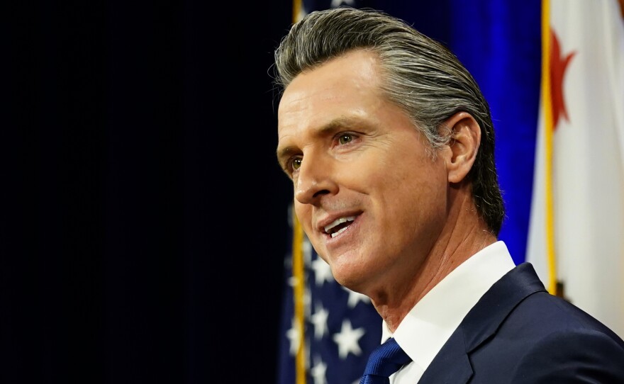 Gov. Gavin Newsom delivers his annual State of the State address in Sacramento, Calif., Tuesday, March 8, 2022. 