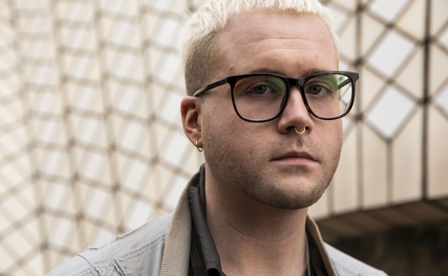 Christopher Wylie, a Canadian data scientist, speaks on Aug. 31 at the Antidote festival at the Sydney Opera House about his role in exposing the work of Cambridge Analytica.