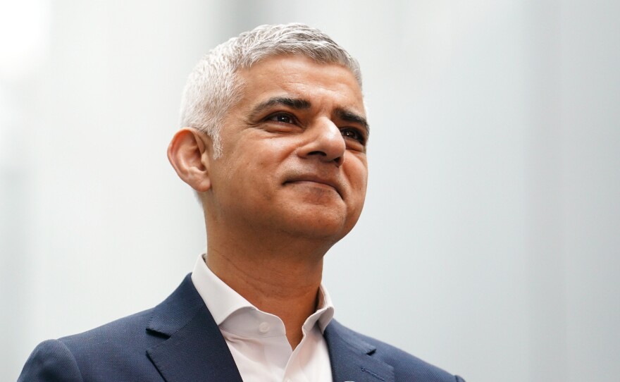 Mayor of London Sadiq Khan speaks to the media during a visit to the Francis Crick Institute in London to announce a new London Growth Plan to boost economic growth on April 3.