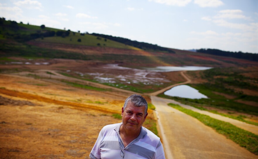 Francisco Carlos Fonseca is the manager of Marina Confiança, a resort located on the banks of the Cantareira reservoir system. Behind him is a boat ramp that once led to a lake that he says used to be more than 100 feet deep.