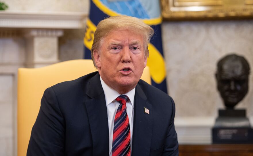 President Trump speaks in the Oval Office Saturday. He said plans for a meeting with Kim Jong Un are "moving along very nicely."