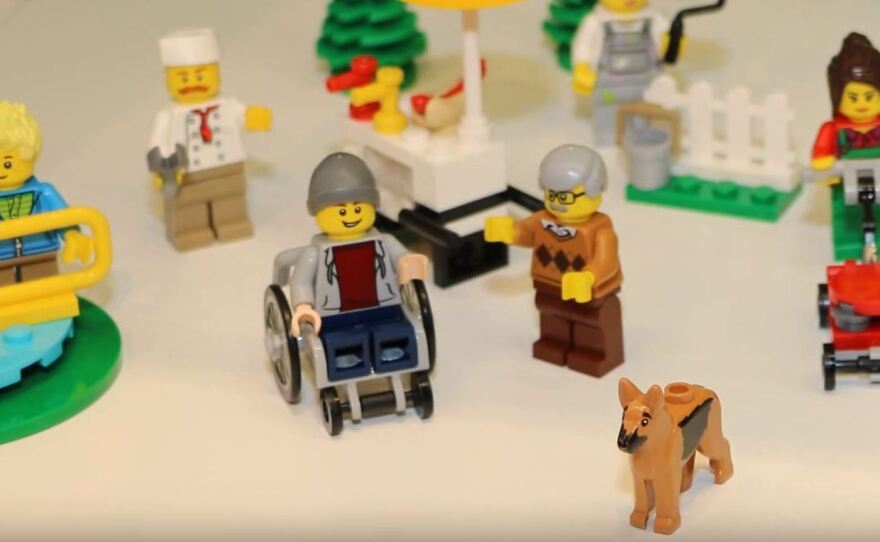 An image taken from a video by Lego fan website Zusammengebaut shows a new minifigure in a wheelchair. The toy will go on sale in June, the company says.