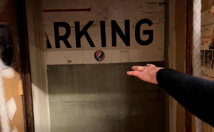 Warwick's still uses the dumbwaiter that Nancy Warwick used to play in to move stock from one floor to another. You can see the old parking sign that marked where the original building had ended. Nov. 18, 2025.