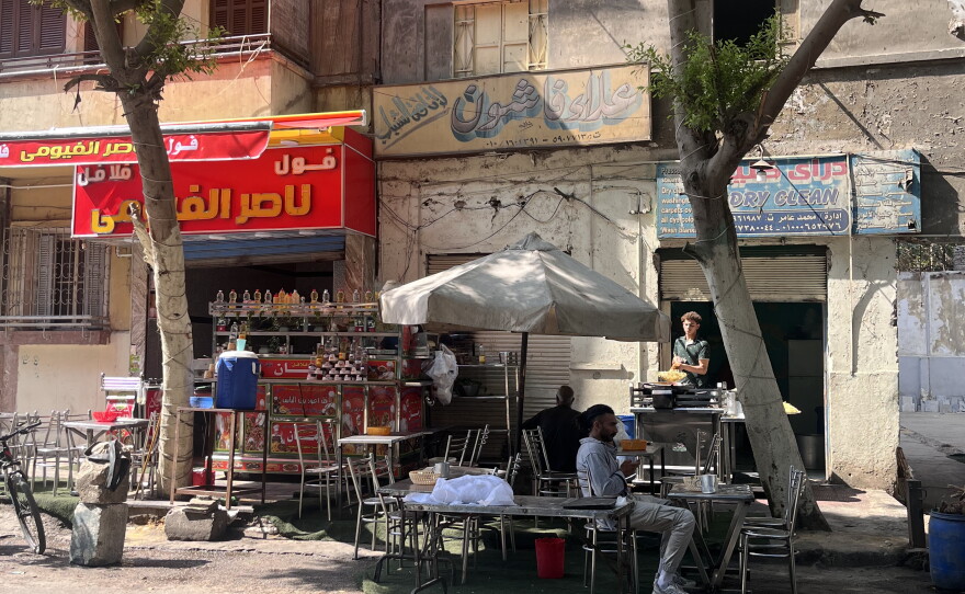 Nasser Al Fayoumi is a food cart and small shop in downtown Cairo.