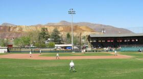Players in 1860s-style uniforms take the field in the Copper City Classic Vintage Base Ball Tournament at Warren Ballpark in Bisbee, Ariz. (Photo courtesy of Jacob Pomrenke)