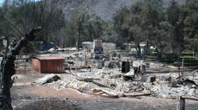 Most of the homes and structures at the Harmony Grove Spiritualist retreat center were destroyed in the Cocos fire, May 16, 2014. 