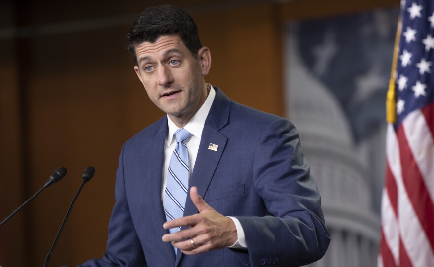 Speaker of the House Paul Ryan takes questions last week from reporters following a closed-door GOP meeting on immigration without reaching an agreement between conservatives and moderates. Late Tuesday, his office announced the House would vote on two immigration bills next week.