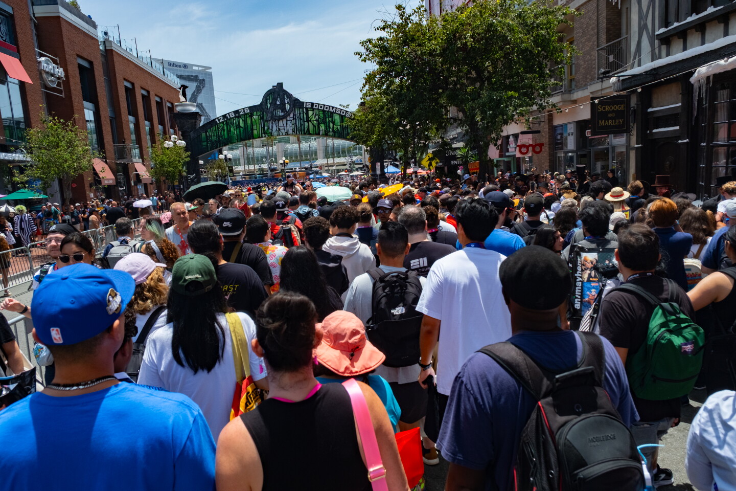 Comic-Con attendees fill the Gaslamp Quarter in downtown San Diego, July 24, 2026.