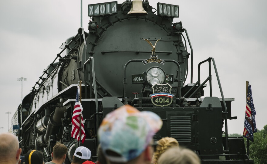 Attendees take photographs and admire Union Pacific's Big Boy No. 4014, the world's largest operating steam engine locomotive, during a stop in Philadelphia on July 5, 2026. As part of the celebration for America's 250th anniversary, the steam engine train is on tour for public display in multiple cities and states across the United States.