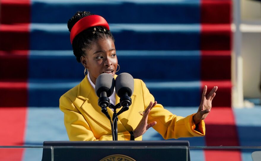 Poet Amanda Gorman reads a poem during the 59th presidential inauguration at the U.S. Capitol in Washington, D.C. on January 20, 2021.