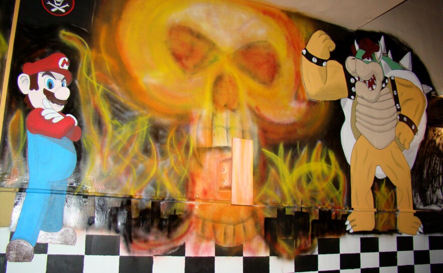 The bunker inside Foxtrot-01 is Mario-themed. Other missile bases are painted with other motifs, such as <em>Star Wars.</em>