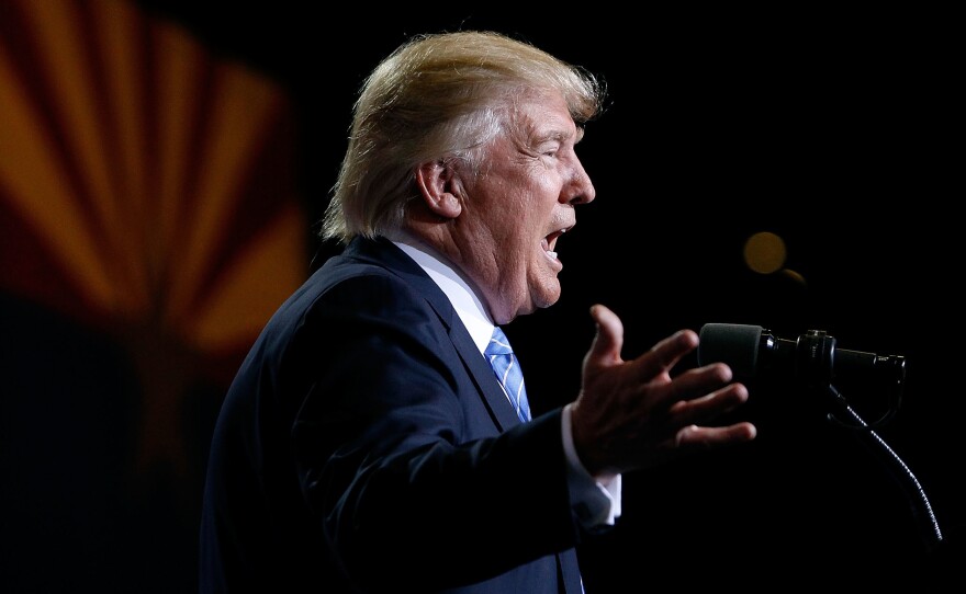 Donald Trump discusses his immigration policy plans in Phoenix on Wednesday.