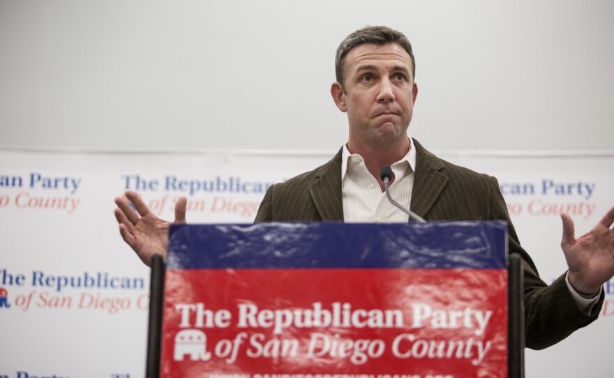 Rep. Duncan Hunter, R-Alpine, speaks at a Republican Party of San Diego County meeting on June 11, 2018. He won re-election in the Nov. 6, 2018, election.
