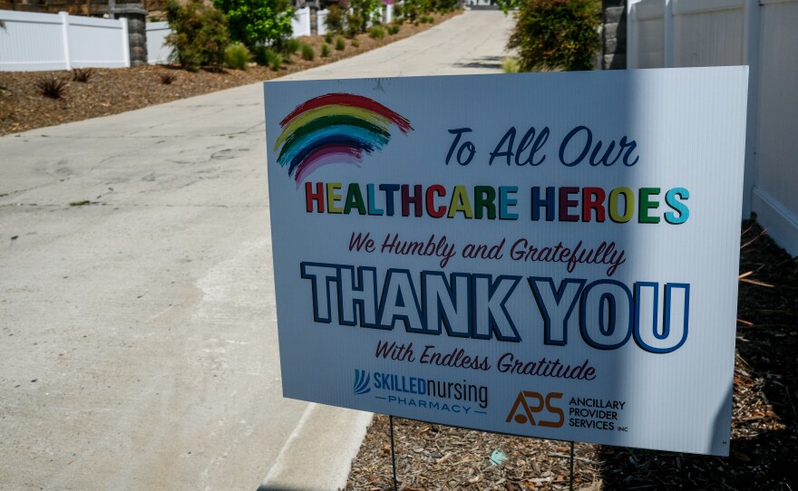 A sign is pictured outside the Parkway Hills nursing home in La Mesa, April 9, 2021.