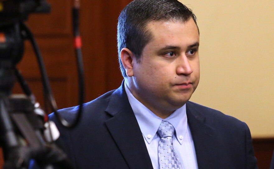 Defendant George Zimmerman arrives in the courtroom for closing arguments in his murder trial on Friday in Sanford, Fla.