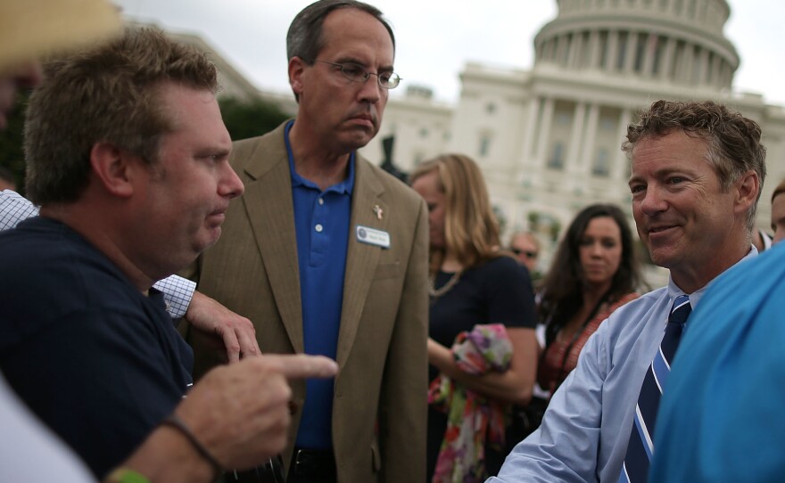 Sen. Rand Paul (R-Ky.) greets supporters during a tea party rally in front of the U.S. Capitol in June. Paul was a rising star in the tea party movement this year, filibustering a CIA nomination in March.
