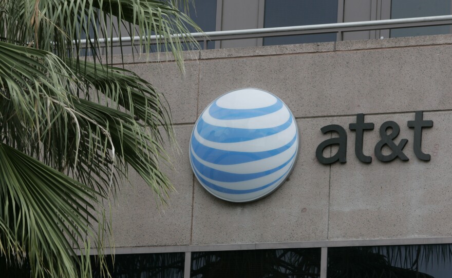 AT&T sign on a building in this undated photo.