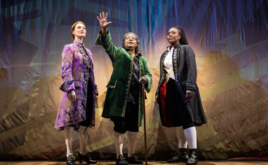 Elizabeth A. Davis, Patrena Murray and Crystal Lucas-Perry in <em>1776</em> at American Repertory Theater.
