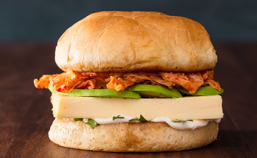 Egg, Kimchi, and Avocado Sandwich