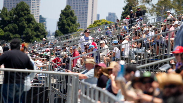 Fans gather at NASCAR San Diego Weekend presented by Anduril at Naval Base Coronado on June 19, 2026.