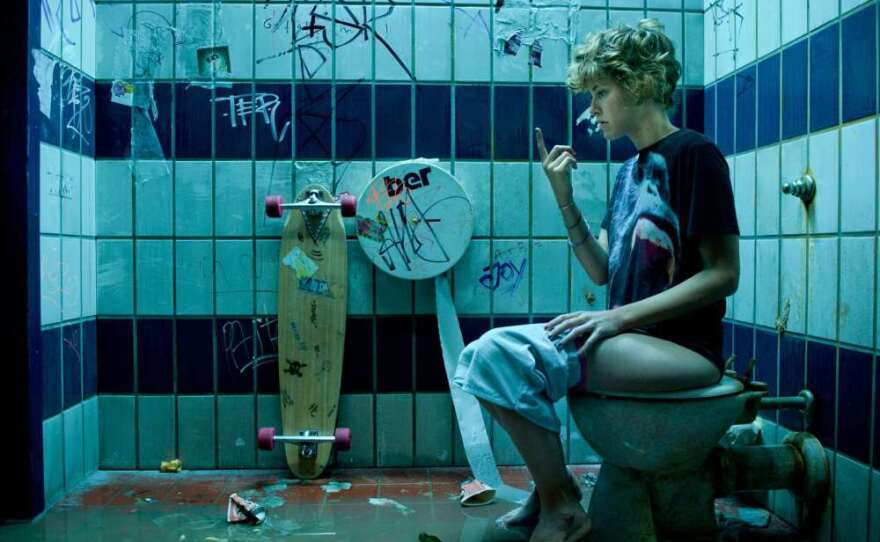 Carla Juri and the filthy toilet in the German coming-of-age film, "Wetlands."