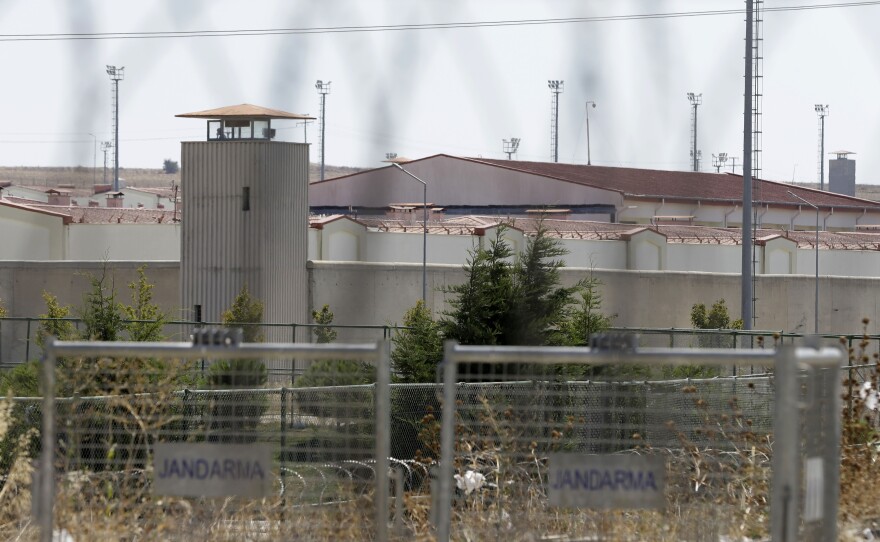 A high-security prison complex is seen behind the fences in Silivri, some 50 miles west of Istanbul.