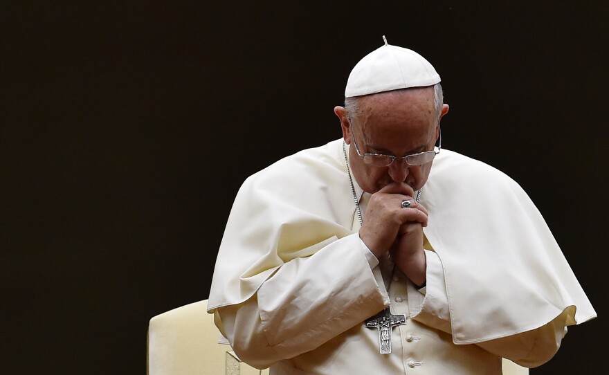 Pope Francis leads a vigil prayer in preparation for the synod on the family on Oct. 4, at St. Peter's Square at the Vatican.