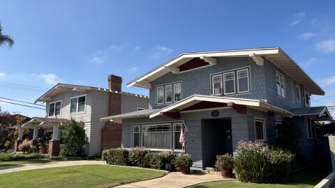 Two craftsman style homes are seen in the North Park Dryden Historic District, Oct. 7, 2025.