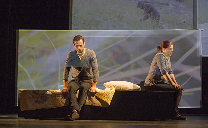 Baritone Kelly Markgraf (Hannah before) and mezzo-soprano Blythe Gaissert (Hannah after) star in "As One."