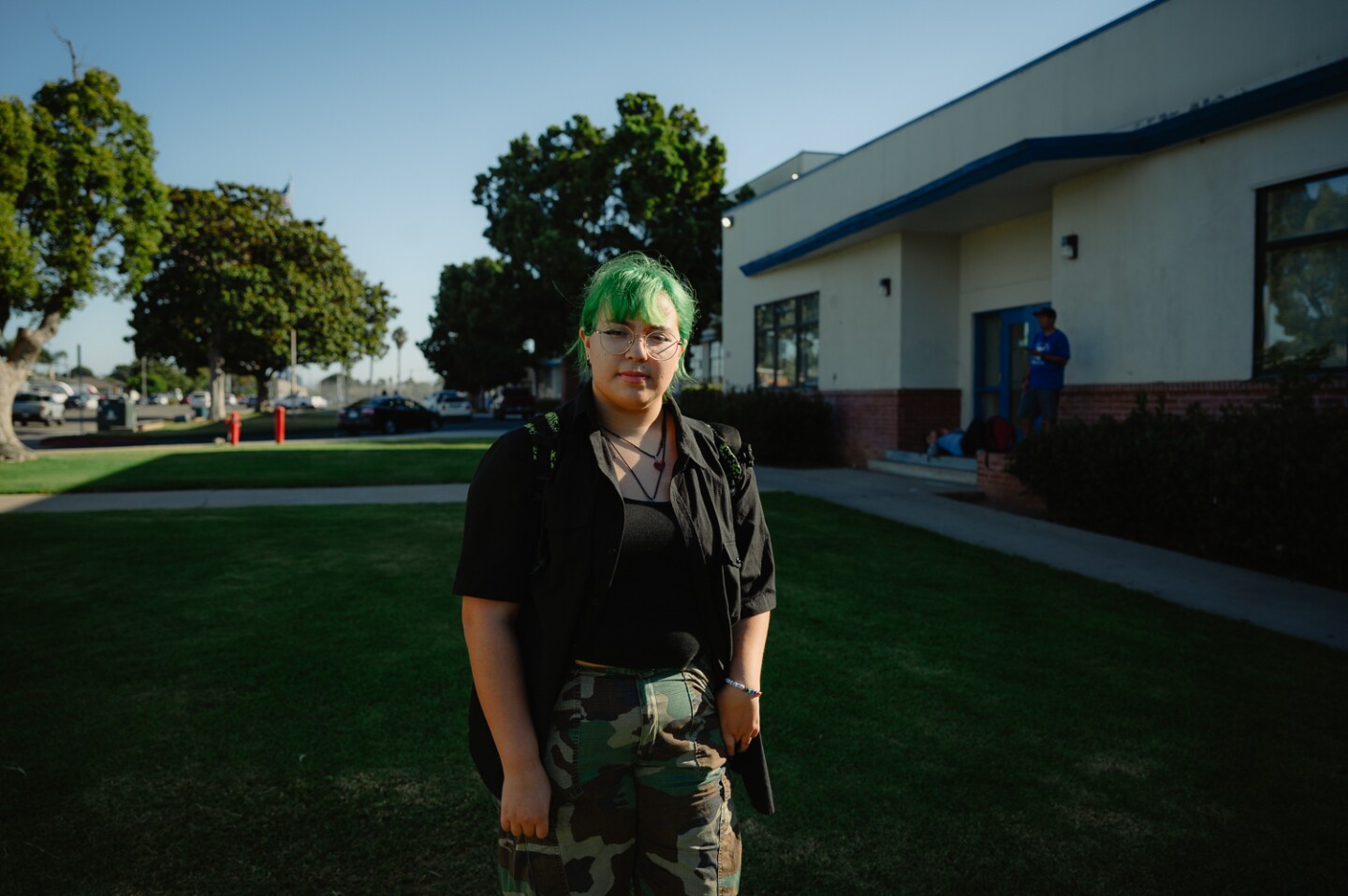 Chula Vista High School student Roxy Saldiva stands for a portrait after school on Oct. 10, 2023.