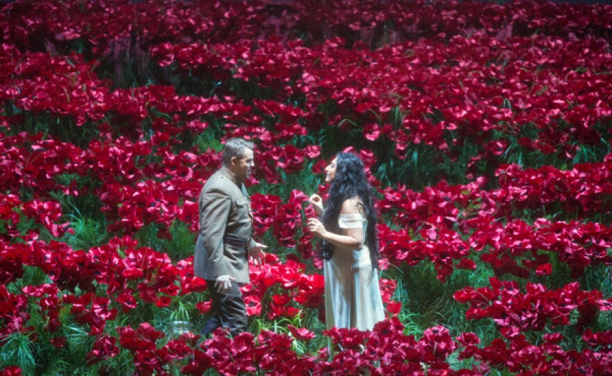Sergey Semishkur as Vladimir Igorevich and Anita Rachvelishvili as Konchakovna in Borodin's "Prince Igor."