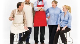 Cast members of AMERICA's TEST KITCHEN: Jack Bishop, Adam Ried, Christopher Kimball, Julia Collin Davison and Bridget Lancaster.
