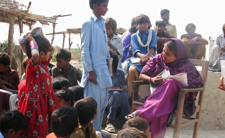 Aansoo Kohli is running a makeshift class in a cowshed for children who have no access to school.