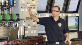 Mark Fabro, industrial control systems cyber emergency response instructor, leads an exercise at the Department of Homeland Security's cyberdefense facility at the Idaho National Laboratory in Idaho Falls, Idaho, Sept. 29. Training at the lab is intended to help protect the nation's power, water and chemical plants, electrical grid and other facilities from computer viruses such as Stuxnet.