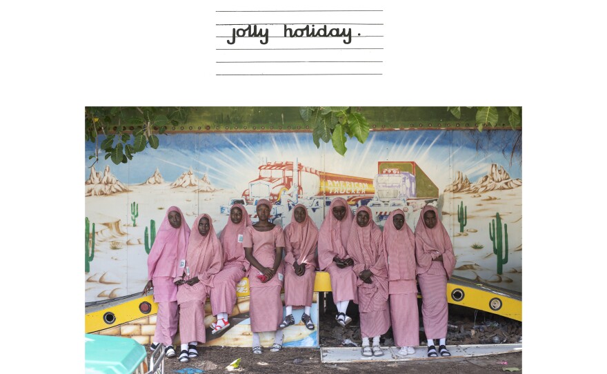 From left: Aisha Ali Ibrahim (17), Aisha Abacha (17), Hadiza Mustapha (17), Amina Bashir (16), Zainab Musa Usman (19), Hadiza Alhaji Bukar (17), Fatima Bulama (18), Aisha Abubakar Aisami (17) and Ruth Andrews (18) of Shehu Sanda Kyarimi at a Maiduguri amusement park.
