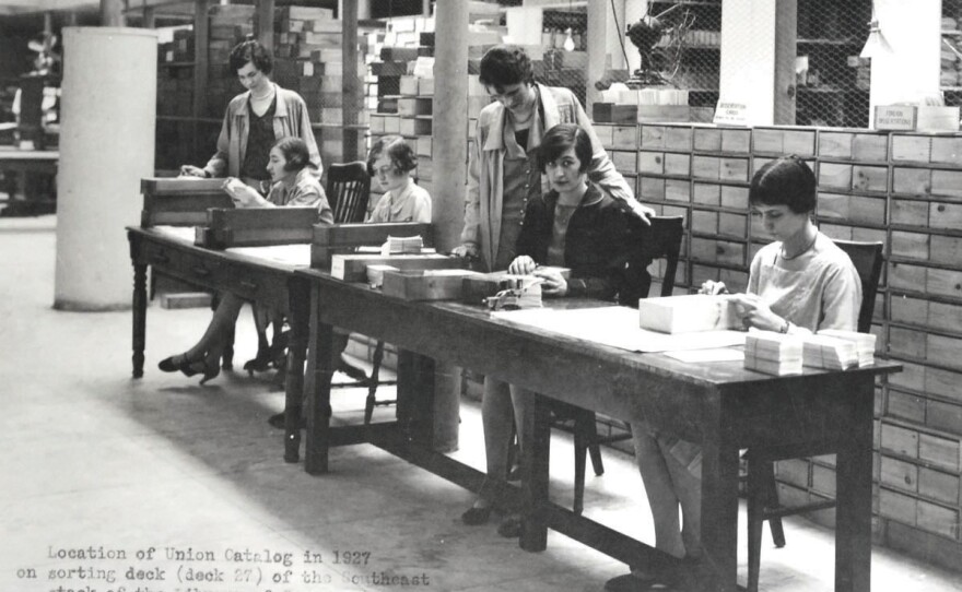 Union catalogers at work at the Library of Congress in 1927.