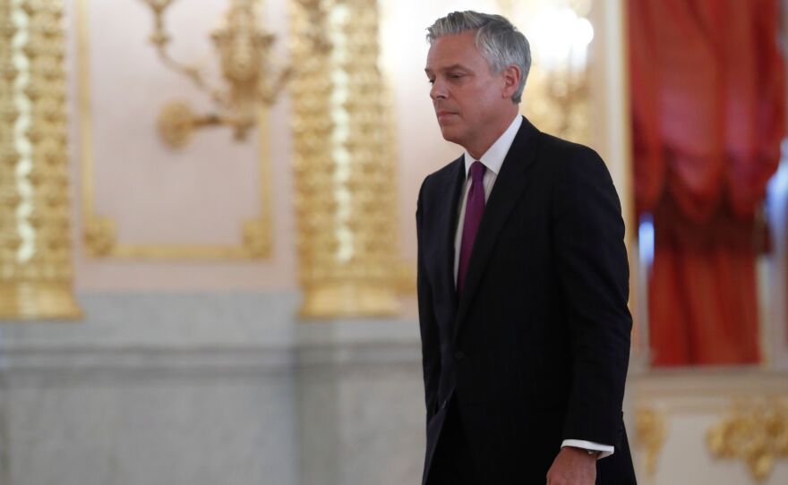 Former Utah Gov. and U.S. Ambassador to Russia Jon Huntsman walks at the Kremlin in Moscow in 2017. He's trying to win back the governorship.