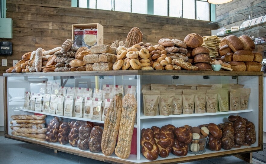 Hot Bread Almacen, the retail shop of Hot Bread Kitchen, is located in the historic La Marqueta building in East Harlem, New York.
