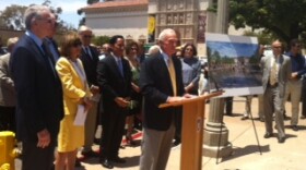 Mayor Jerry Sanders at a press conference Tuesday celebrating the City Council's approval of the Plaza de Panama project.