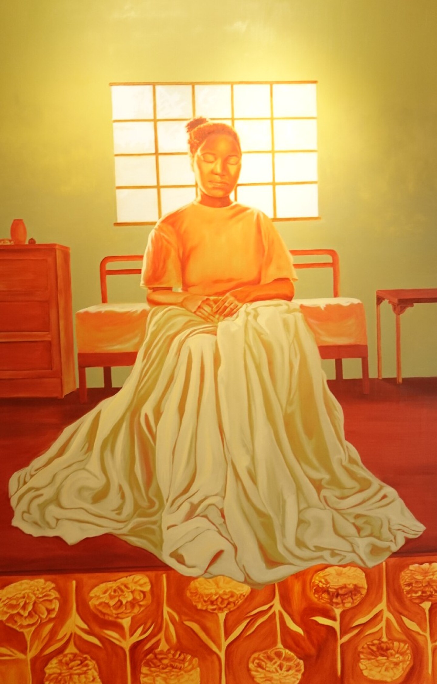 A painting by Eden DeLaVara titled "Maggie's Portion," taken on April 16, 2026, at Arts District Liberty Station
