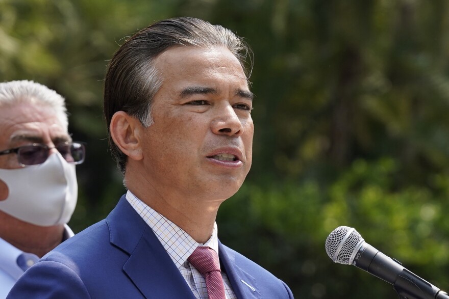 California Attorney General Rob Bonta speaks at a news conference on Aug. 17, 2021 in Sacramento, Calif.