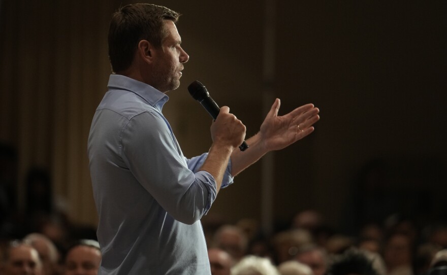 Rep. Eric Swalwell, D-Calif., speaks at a town hall meeting in Sacramento, Calif., last week