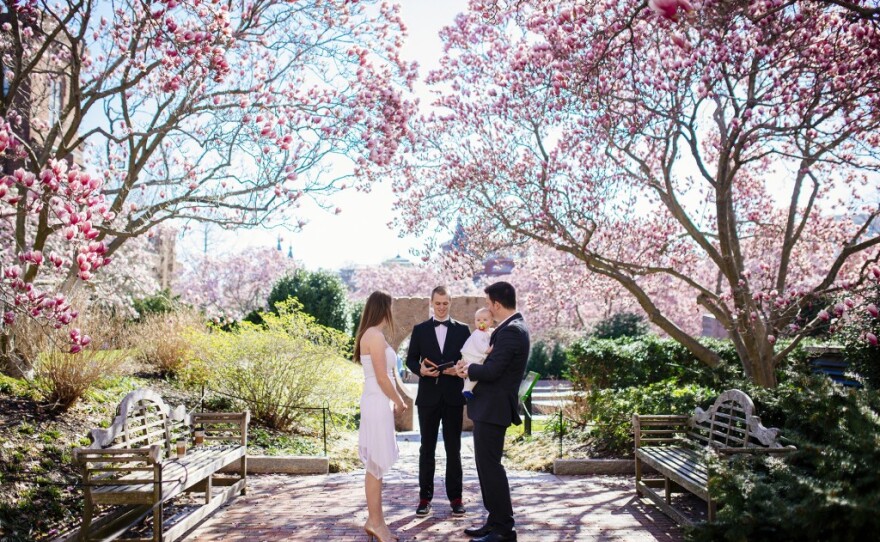 Kate Dehaas and Andrew Radcliffe, along with their daughter Hannah, traveled from Canada to get married in D.C.