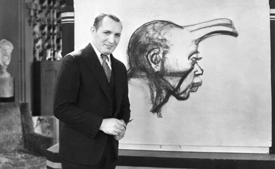 Robert Ripley with the Horned Man of South Africa. (1930)