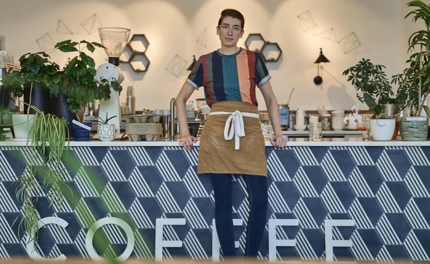 Steph Achter, who led a successful union campaign at the café now known as Likewise, is now the most senior barista there and also the union shop steward.