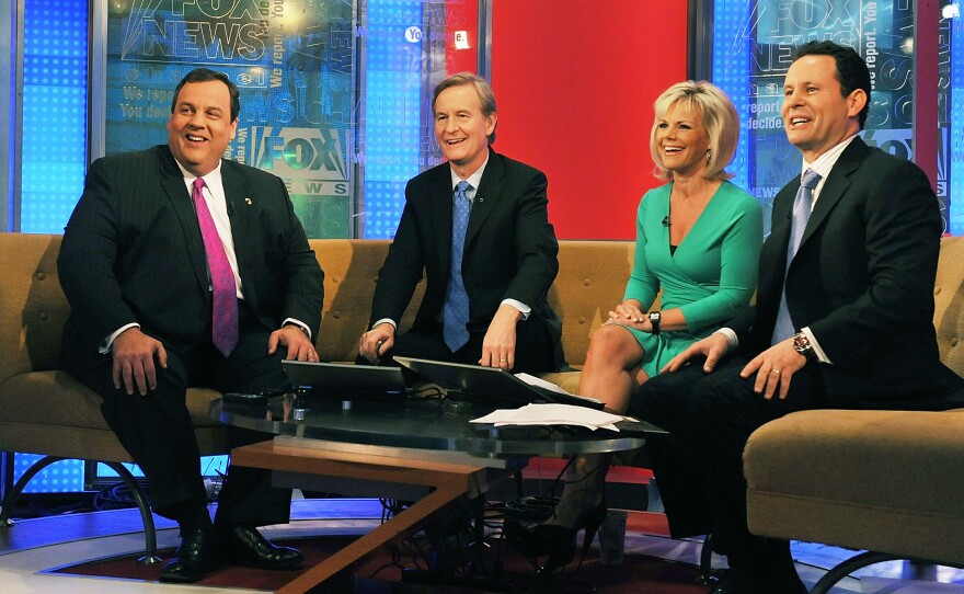 New Jersey Gov. Chris Christie appears on Fox & Friends with co-anchors Steve Doocy, Gretchen Carlson and Brian Kilmeade in 2011. Carlson filed suit earlier this month alleging that Ailes had demoted her to an early afternoon show several years ago, cutting her pay, as a result of her complaints of sexism on the set.