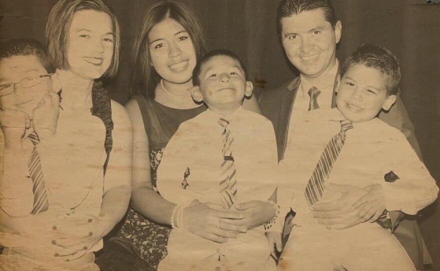 Curiel with her foster family, Omar and Bithiah Perez and their three sons.